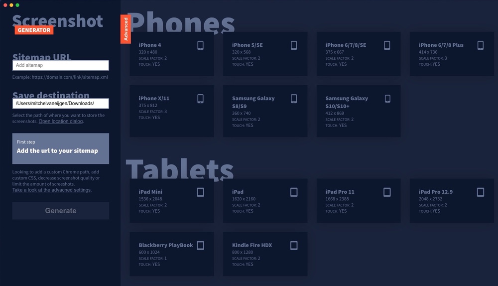 Image converter for web screenshot